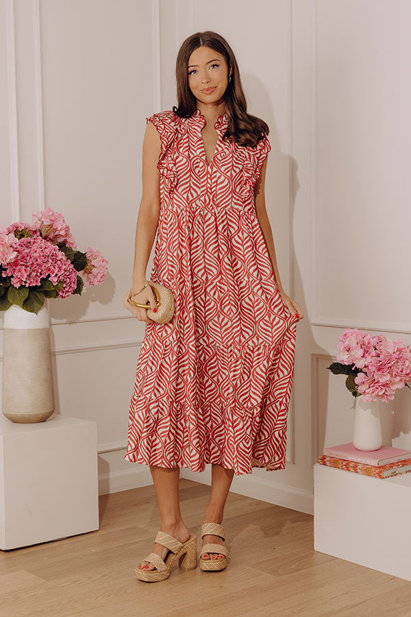 Sway In Style Tiered Midi Dress in Rustic Rose