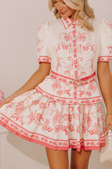 Poise and Petals Pleated Floral Mini Dress