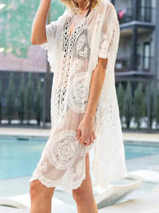 Hazel Blues® | Lace V-Neck Half Sleeve Cover-Up