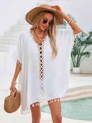 Hazel Blues® | Crochet Trim Tassel Cover-Up Dress