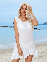 Hazel Blues® | Ruffle Hem Sleeveless Cover-Up Dress