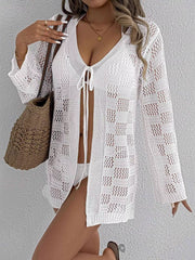Hazel Blues® | Crochet Knit Tie Front Cover-Up