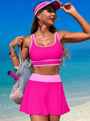 Hazel Blues® | Scoop Neck Top and Skort Swim Set