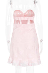 Sweet Pink Bow Fitted Short Dress
