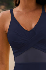Hazel Blues® | Drawstring Ruched V-Neck One-Piece Swimwear