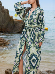 Hazel Blues® | Boho Print Long Sleeve Beach Cover-Up