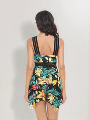 Hazel Blues® | Cutout Printed Two-Piece Swim Set