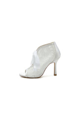 Elegant Lace Bow White High Heels