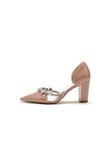 Ivory High Heels with Crystal Bow Embellishment