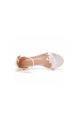 Elegant White Lace Open Toe Ankle-strap Block Heels
