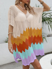 Hazel Blues® | Openwork V-Neck Half Sleeve Cover-Up